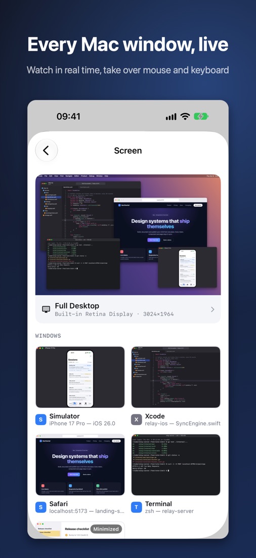 Every Mac window on iPhone